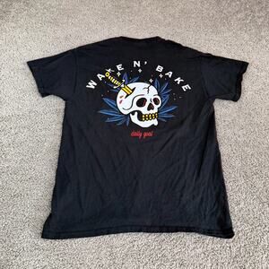Cactus & Skull Shirt Mens Medium Black Wake N Bake Marijuana Weed Daily Goal